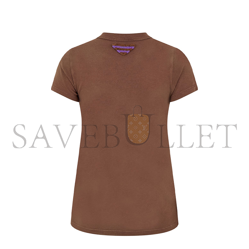 PRADA PRINTED JERSEY LOGO T-SHIRT 